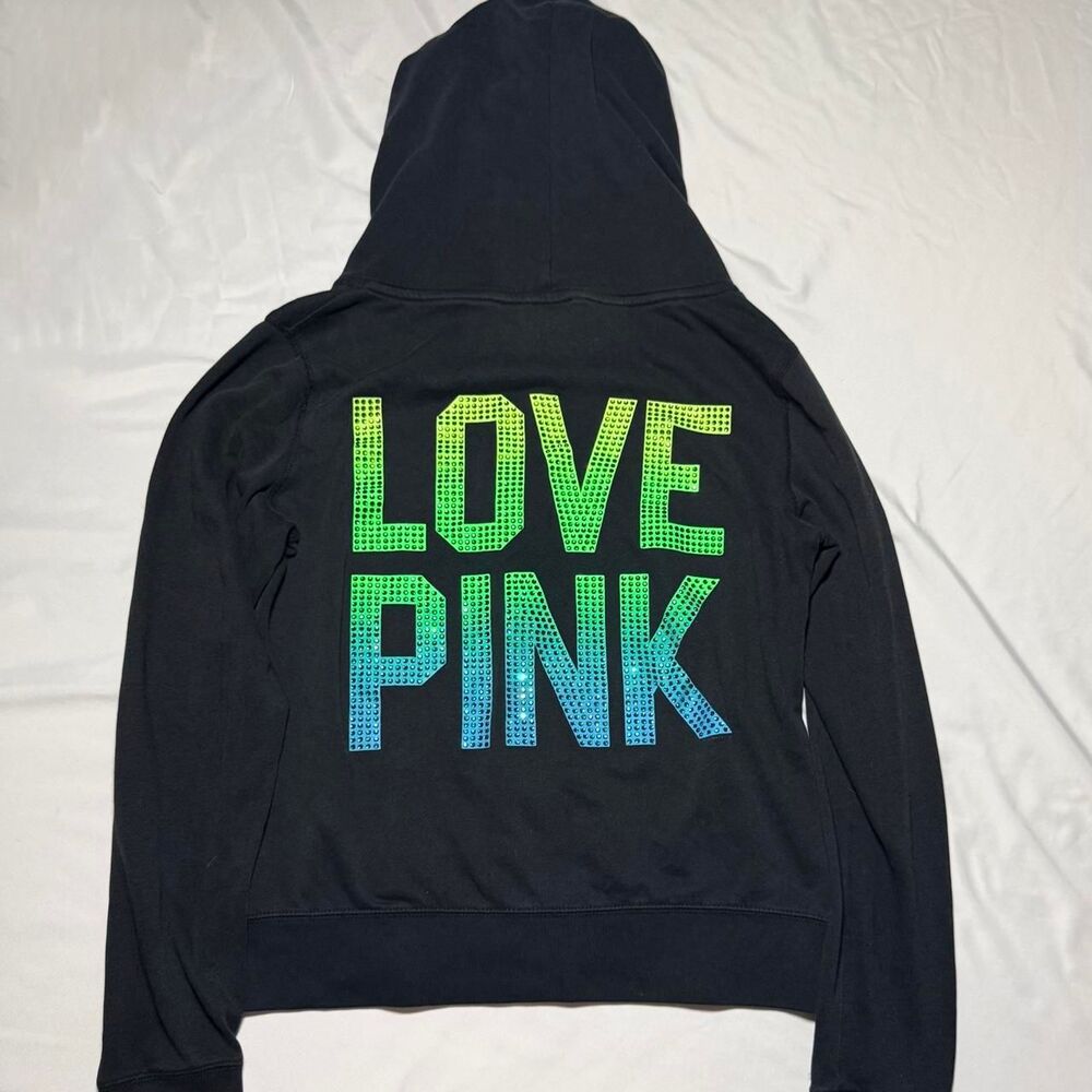 RARE VS Pink 2012 Neon Ombre Rhinestone Bling Full-Zip Hoodie